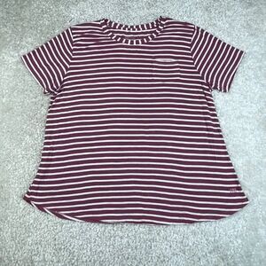 Albion Fit Striped Tee Burgundy White